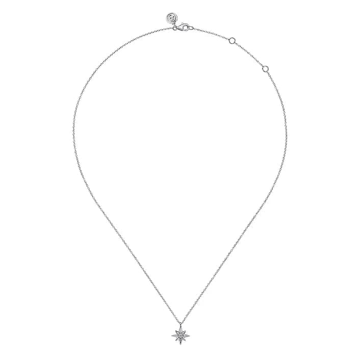 Gabriel & Co. Sterling Silver Diamond Starburst Pendant Necklace - Skeie's Jewelers