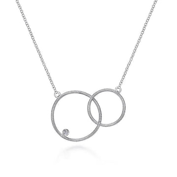 Gabriel & Co. Sterling Silver Double Circle Diamond Pendant Necklace - Skeie's Jewelers