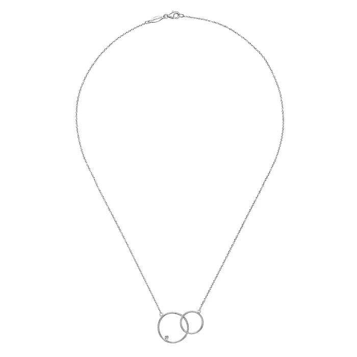 Gabriel & Co. Sterling Silver Double Circle Diamond Pendant Necklace - Skeie's Jewelers