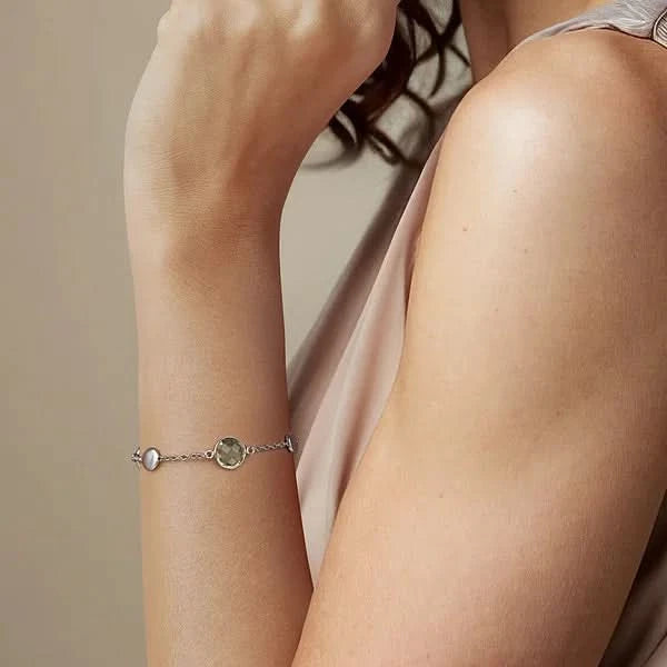 Gabriel & Co. Sterling Silver Green Quartz Station Bracelet - Skeie's Jewelers