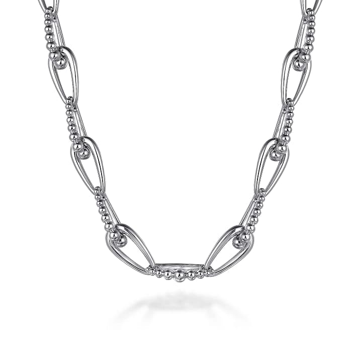 Gabriel & Co. 925 Sterling Silver Oval Link Chain Necklace with Bujukan Connectors - Skeie's Jewelers
