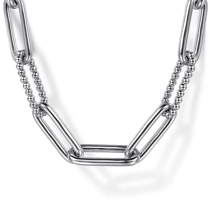 Gabriel & Co. 925 Sterling Silver Oval Link Chain Necklace with Bujukan Stations - Skeie's Jewelers