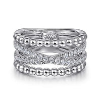 Gabriel & Co. 925 Sterling Silver White Sapphire Bujukan Criss Cross Ladies Ring - Skeie's Jewelers