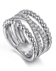 Gabriel & Co. 925 Sterling Silver White Sapphire Bujukan Criss Cross Ladies Ring - Skeie's Jewelers