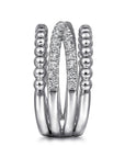 Gabriel & Co. 925 Sterling Silver White Sapphire Bujukan Criss Cross Ladies Ring - Skeie's Jewelers