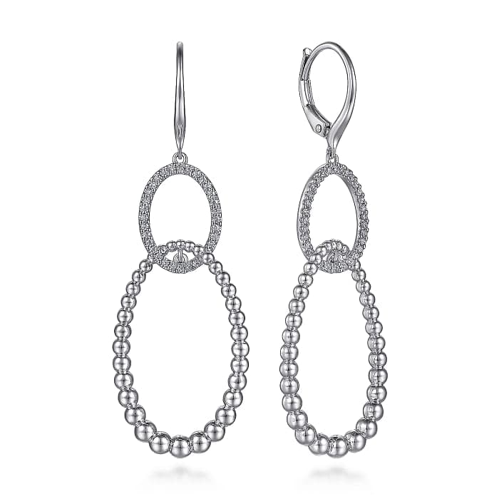 Gabriel & Co. 925 Sterling Silver White Sapphire Bujukan Drop Earrings - Skeie's Jewelers