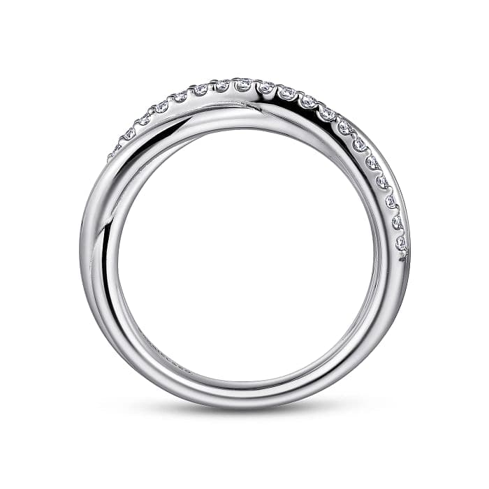 Gabriel & Co. 925 Sterling Silver White Sapphire Pave Criss Cross Ring - Skeie's Jewelers