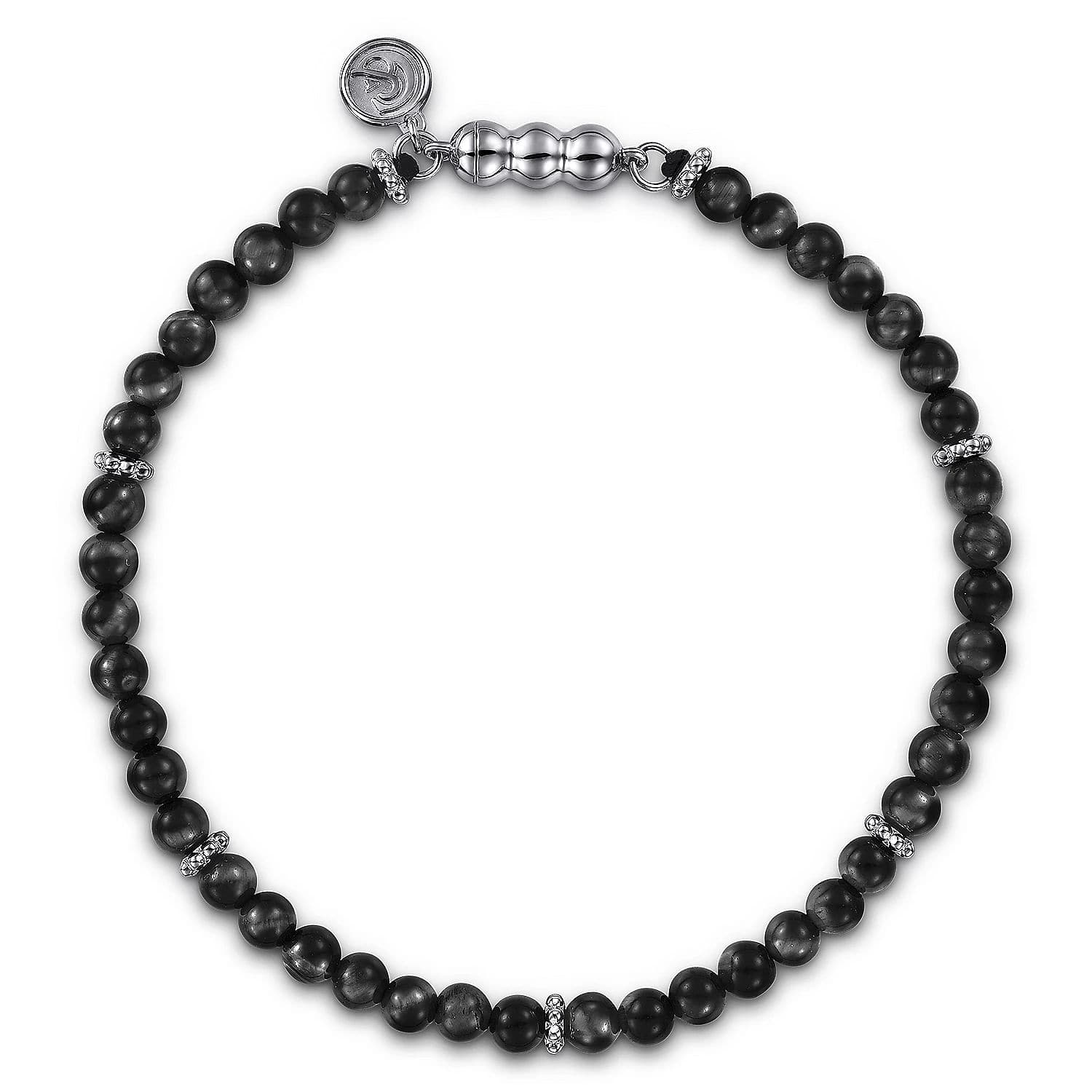 Gabriel & Co. 925 Sterling Silver and 4mm Black Onyx Beaded Bracelet - Skeie's Jewelers