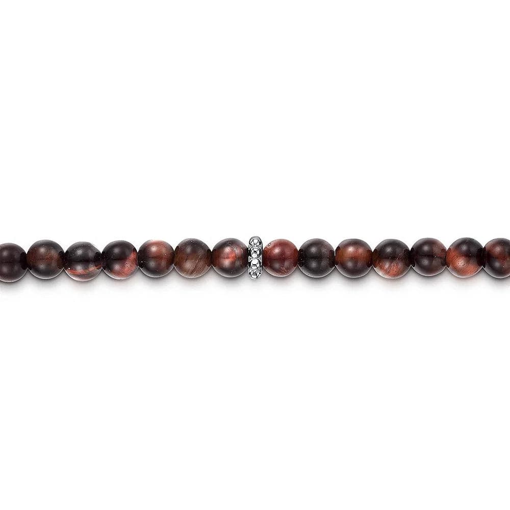 Gabriel & Co. 925 Sterling Silver and 4mm Tiger Eye Beaded Bracelet - Skeie's Jewelers