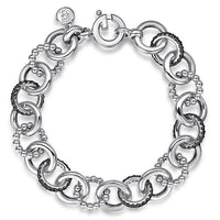 Gabriel & Co. 925 Sterling Silver Black Spinal Bujukan Link Chain Tennis Bracelet - Skeie's Jewelers