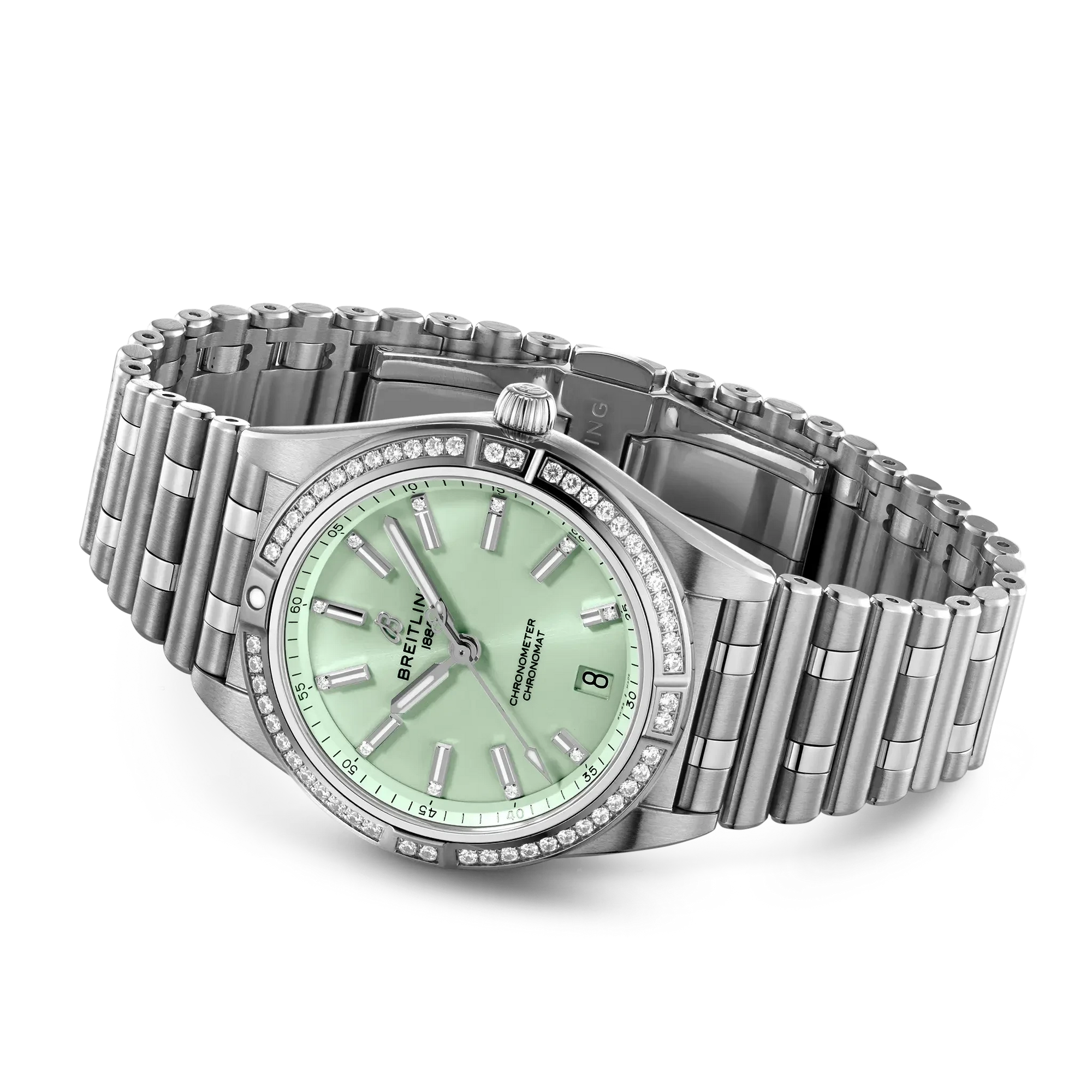 Breitling Chronomat Automatic 36mm Mint Green Dial on stainless steel strap - Closed Bracelet