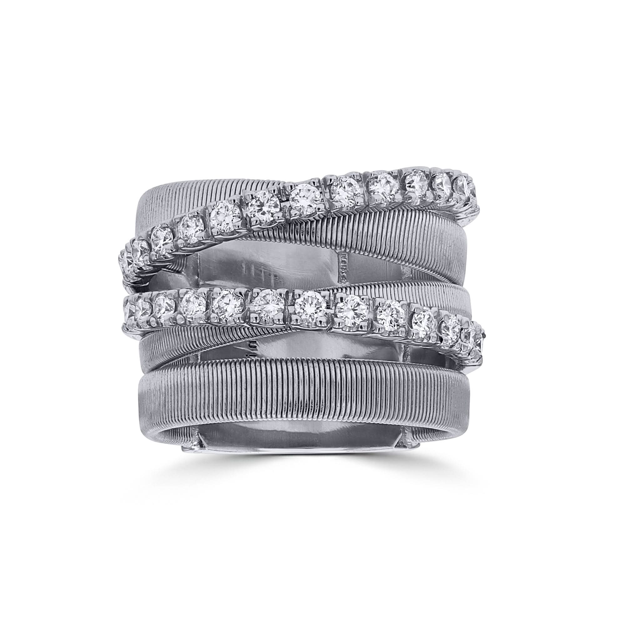Marco Bicego White Gold 5-Strand Square Edge Diamond Ring - Skeie's Jewelers