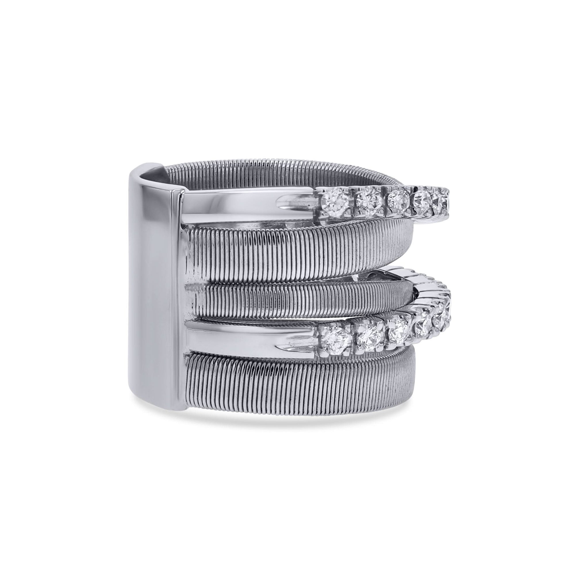 Marco Bicego White Gold 5-Strand Square Edge Diamond Ring - Skeie's Jewelers