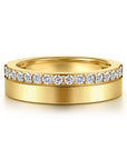 Gabriel & Co. 14K Yellow Gold 5mm Diamond Anniversary Cigar Band - Skeie's Jewelers