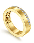 Gabriel & Co. 14K Yellow Gold 5mm Diamond Anniversary Cigar Band - Skeie's Jewelers