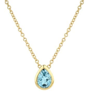 Yellow Gold Pear Aquamarine Pendant Necklace - Skeie's Jewelers