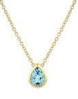 Yellow Gold Pear Aquamarine Pendant Necklace - Skeie's Jewelers