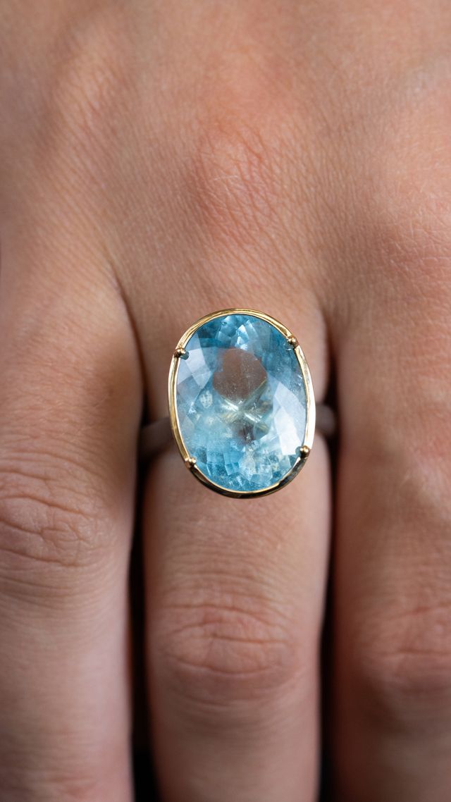 Aquamarine Bridge Gem Drop Ring - Skeie's Jewelers
