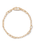 Gold chain bracelet on a white background