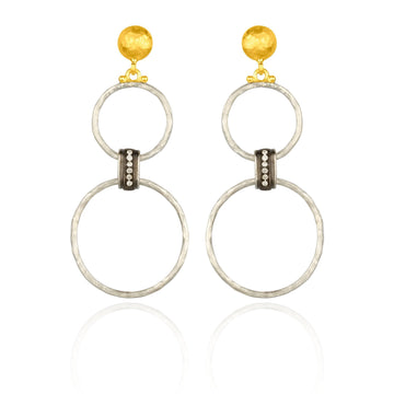 Sterling Silver Bubble Earrings with 24k Gold Button Studs by Lika Behar - Skeie's Jewelers
