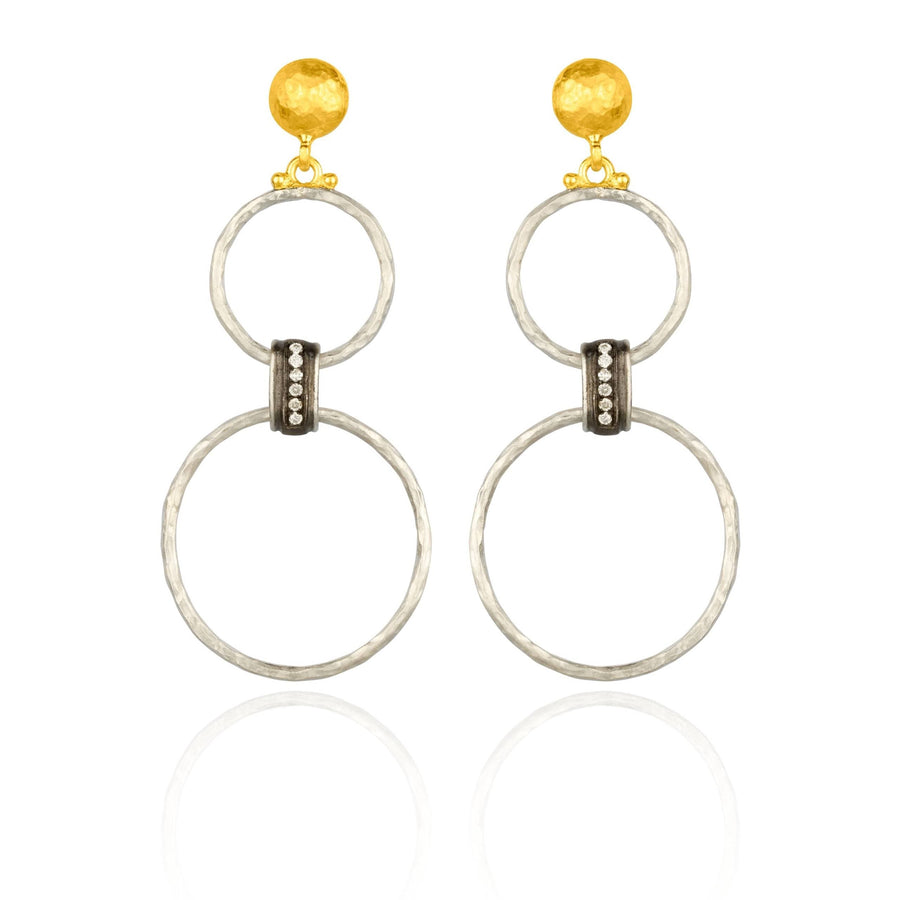 Sterling Silver Bubble Earrings with 24k Gold Button Studs by Lika Behar - Skeie's Jewelers