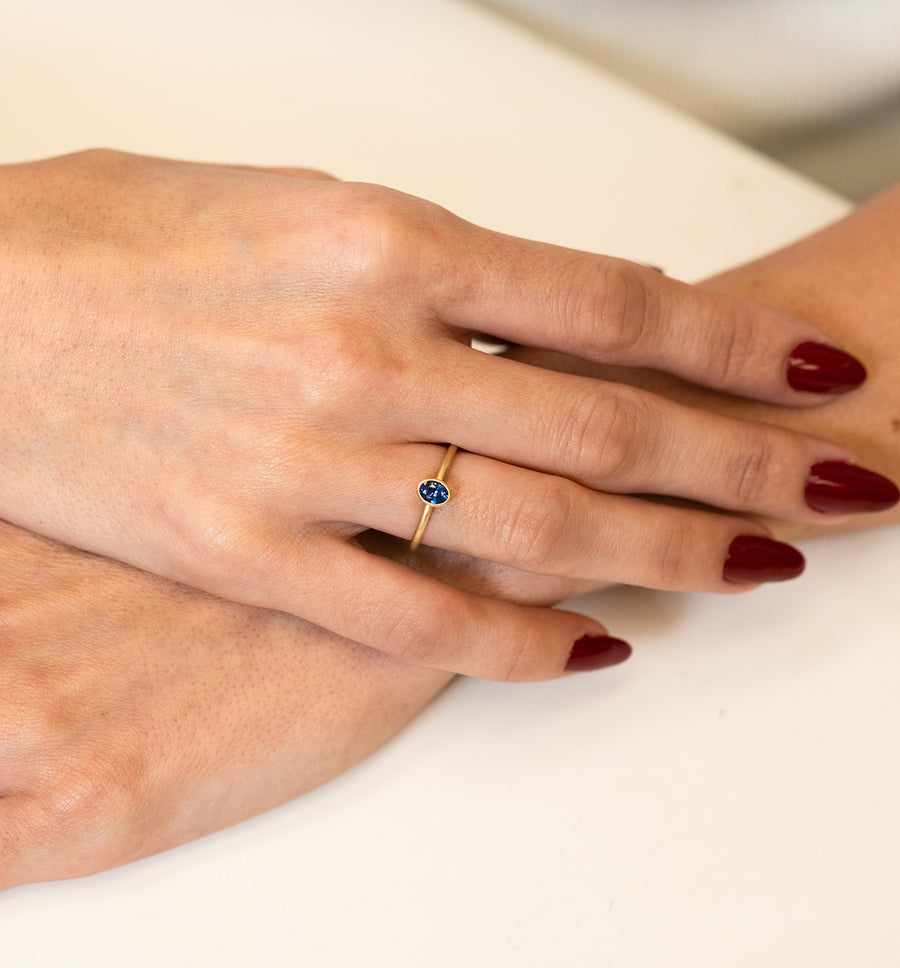 Yellow Gold Bezel Sapphire Ring