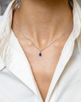 Blue Sapphire Pear-Cut Pendant Necklace - Skeie's Jewelers