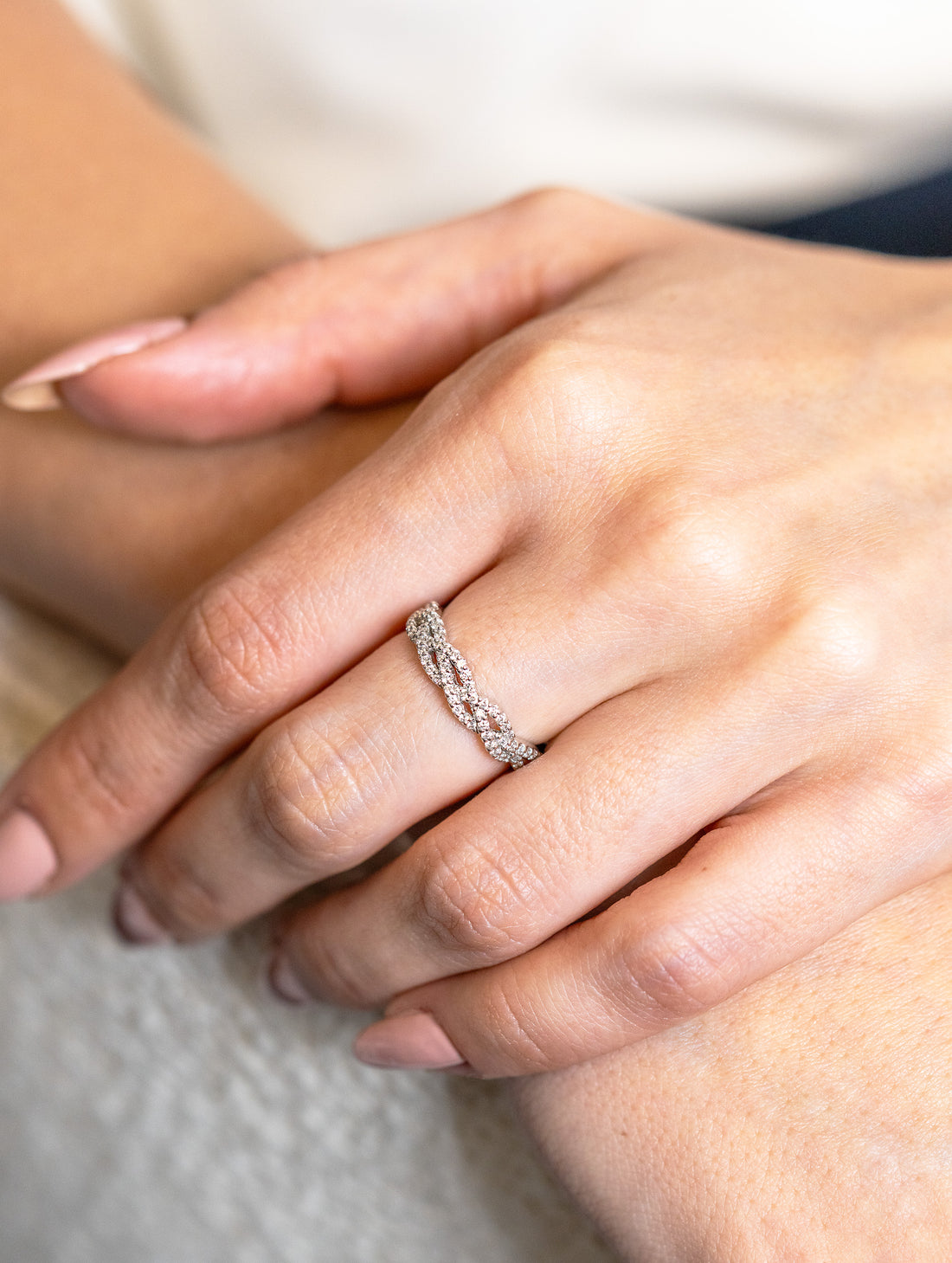 Braided Diamond Wedding Band