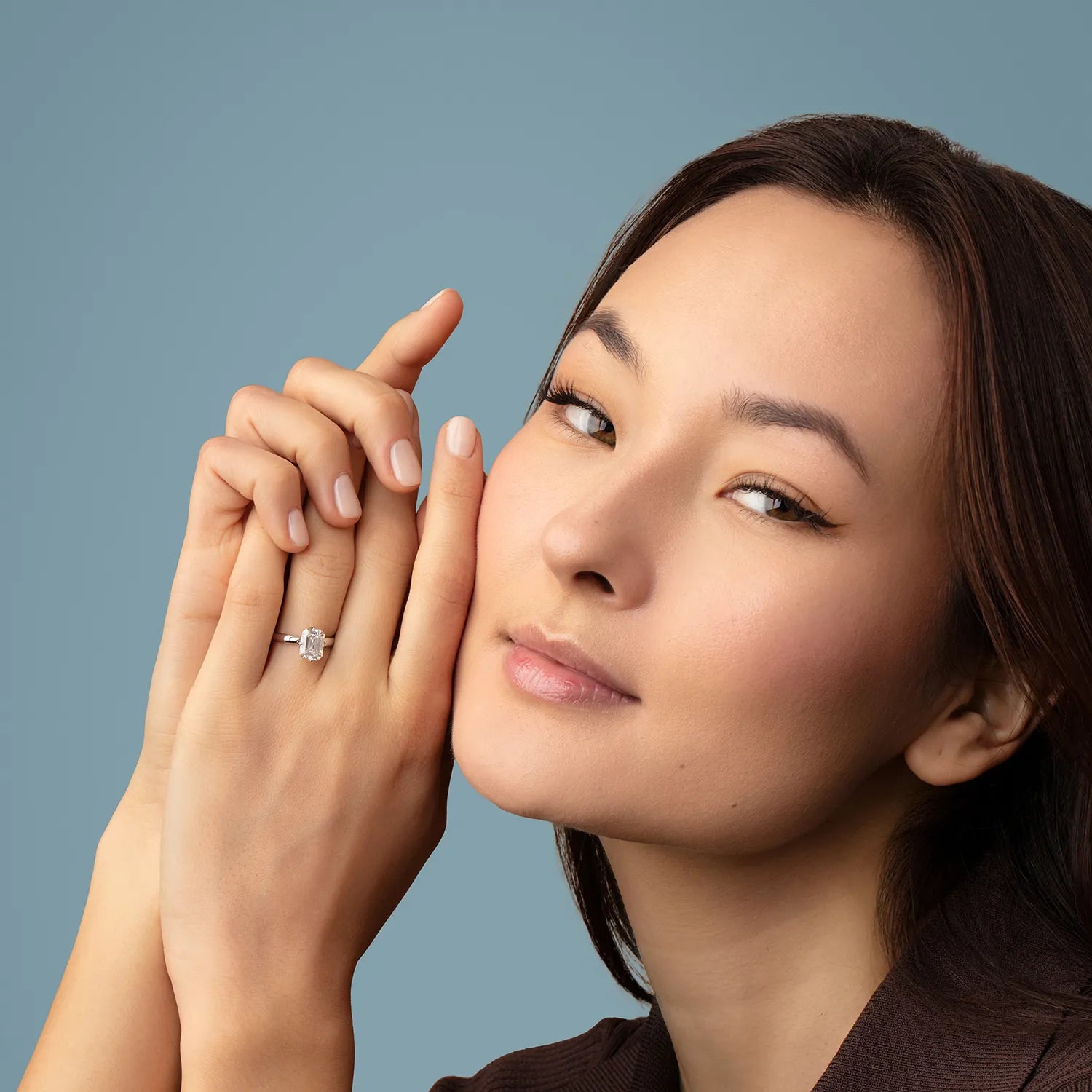 Signature Compass Set Emerald Diamond Solitaire Yellow Gold Engagement Ring - Skeie's Jewelers