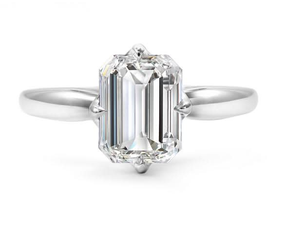 Emerald-Cut Lab-Grown Solitaire Engagement Ring