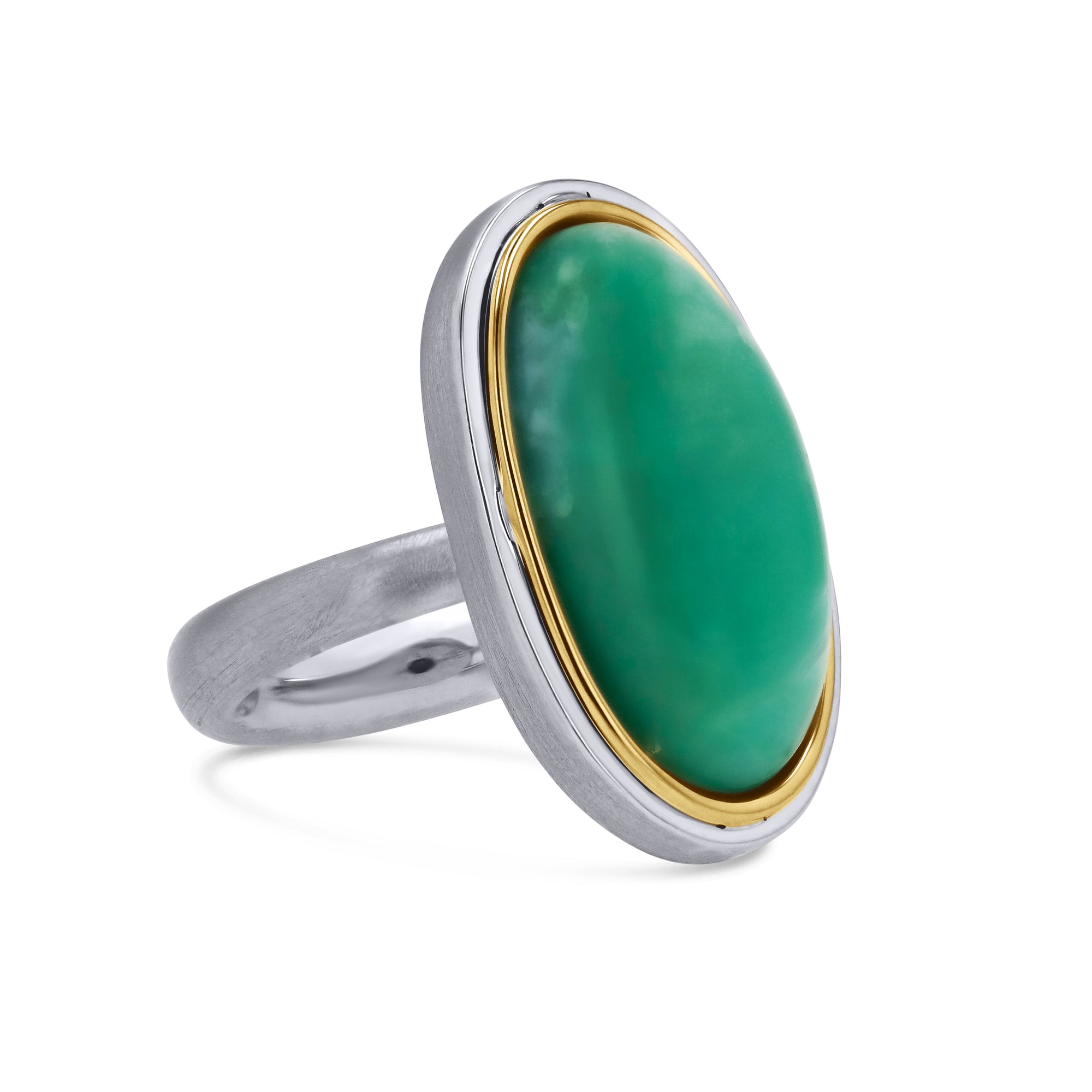 Oval Chrysoprase Gem Drop Ring - Skeie's Jewelers
