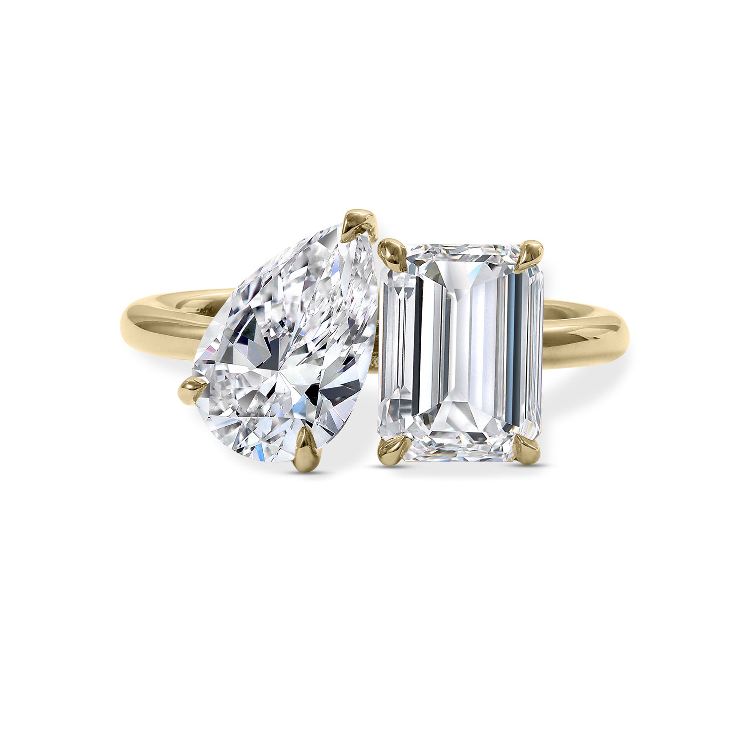 Clarity Diamond™ Pear and Emerald Toi et Moi Ring - Skeie's Jewelers