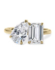 Clarity Diamond™ Pear and Emerald Toi et Moi Ring - Skeie's Jewelers