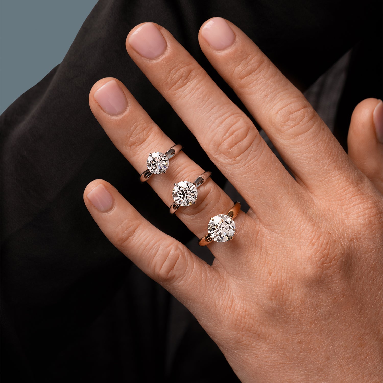 Clarity Diamond™ Signature Lab Grown Round Diamond Solitaire Engagement Ring Modeled - Skeie's Jewelers