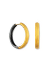 yellow gold and black silver hoops on a white background