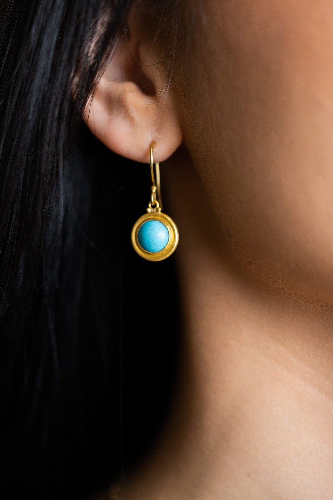 Lika Behar Yellow Gold Turquoise Dangle Earrings - Skeie's Jewelers