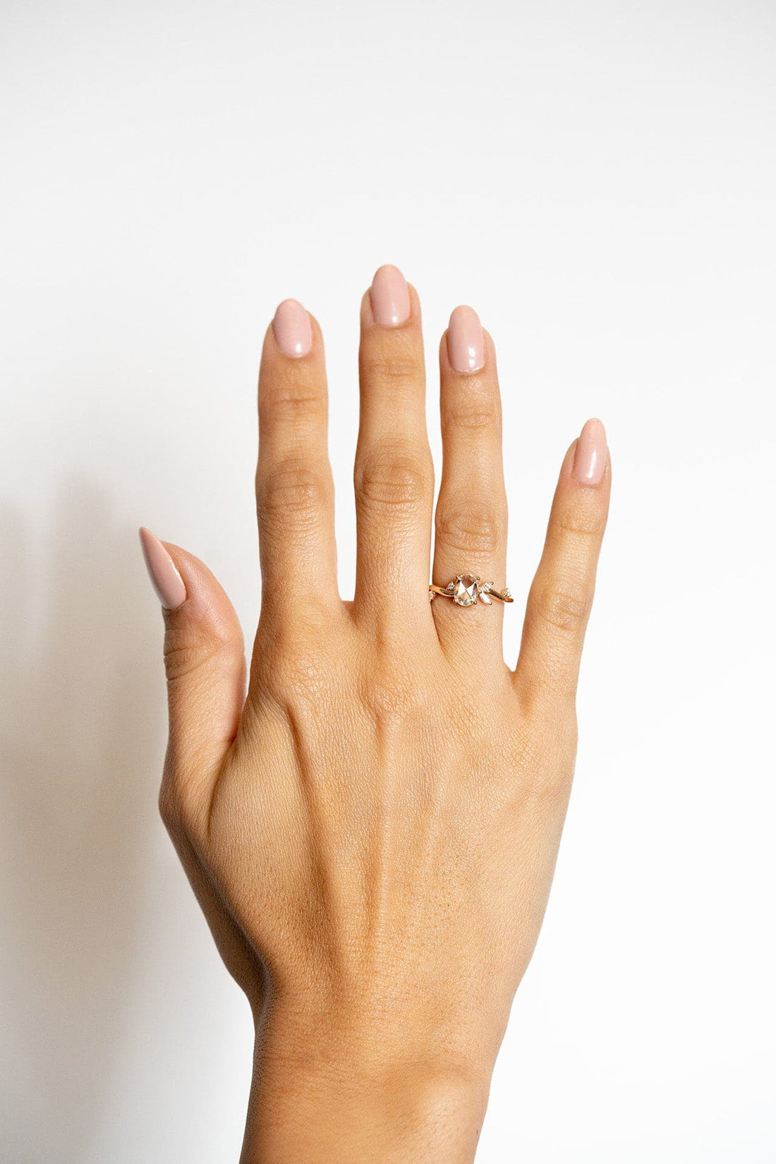 Oval Rose Cut Diamond Rose Gold Diamond Engagement Ring - Skeie's Jewelers