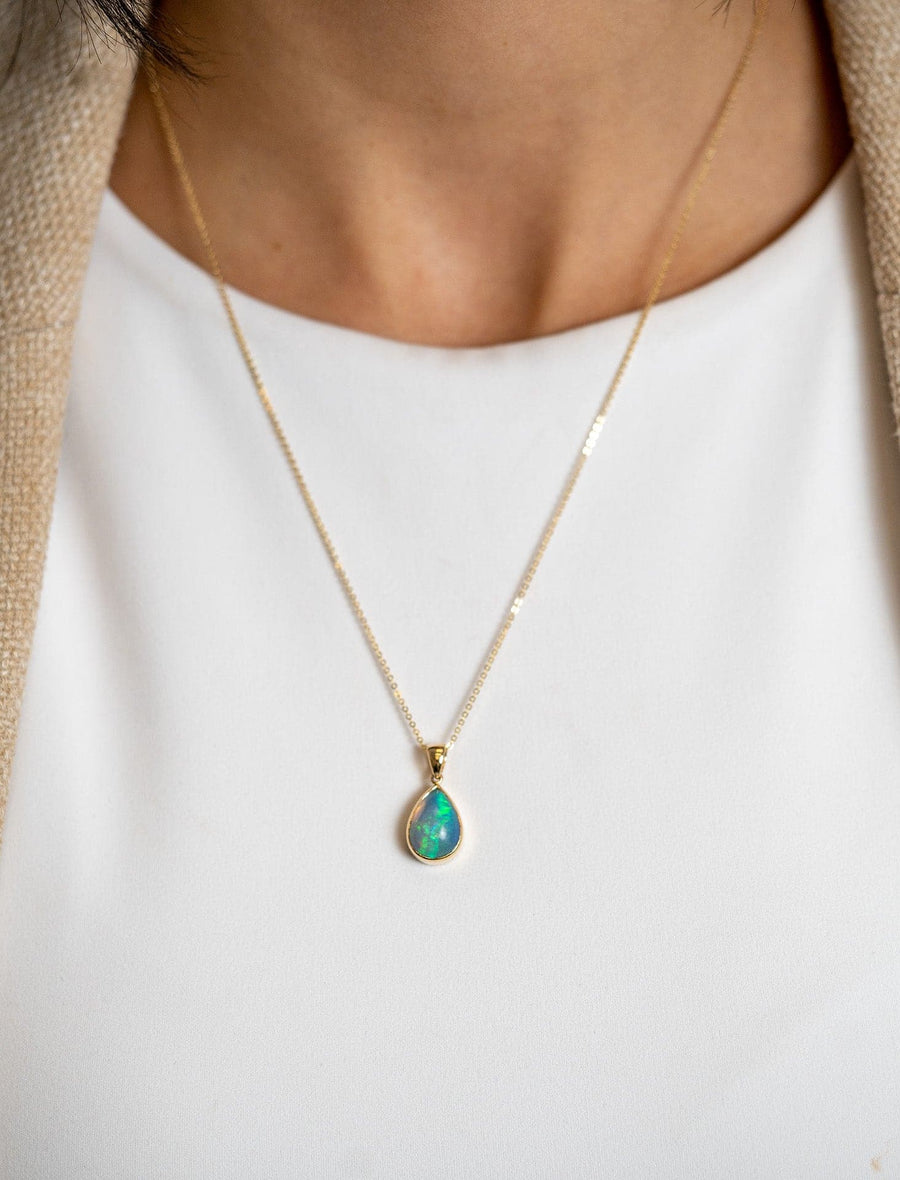 Kostbar Yellow Gold Pear Shaped Opal Pendant - Skeie's Jewelers