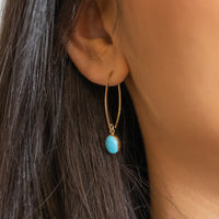 14k Yellow Gold Turquoise Sweep Earrings - Skeie's Jewelers