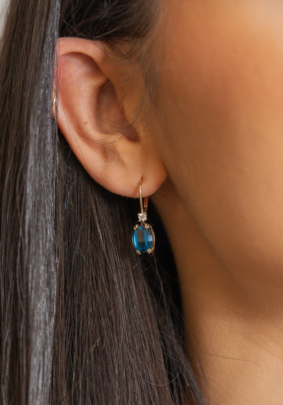 Stanton Color London Blue Topaz and Diamond Dangle Earrings - Skeie's Jewelers
