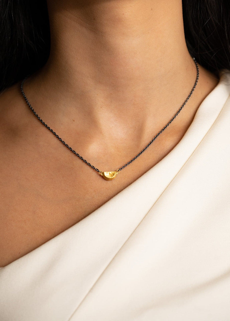 Lika Behar Yellow Gold Half Drum Pendant Necklace - Skeie's Jewelers
