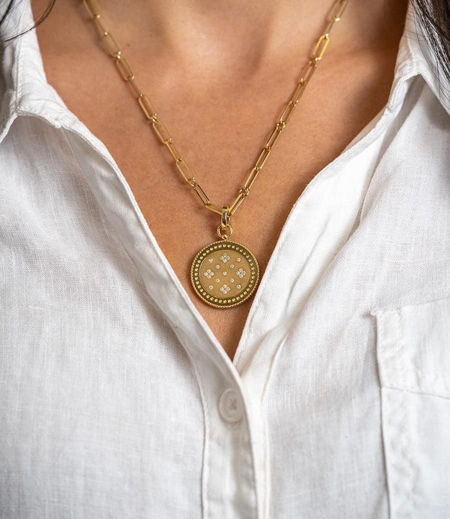 Roberto Coin Yellow Gold Venetian Princess Medallion Pendant - Skeie's Jewelers