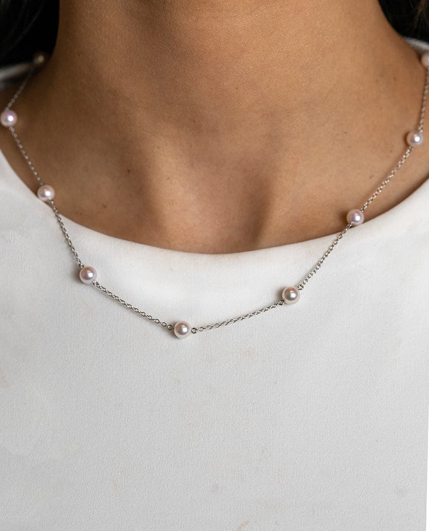 Mikimoto Gold A+ Akoya Pearl Station Necklace - Skeie's Jewelers