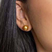 Mikimoto Golden South Sea Pearl Earrings Studs in 18k Gold - Skeie's Jewelers