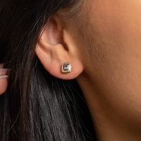 Emerald Cut Bezel Set Gray Spinel Studs by Kimberly Collins - Skeie's Jewelers