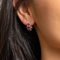 Spark 18k Gold Ruby & Diamond Hoop Earrings - Skeie's Jewelers