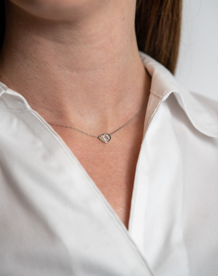 Raw Diamond Necklace Pendant in White Gold - Skeie's Jewelers