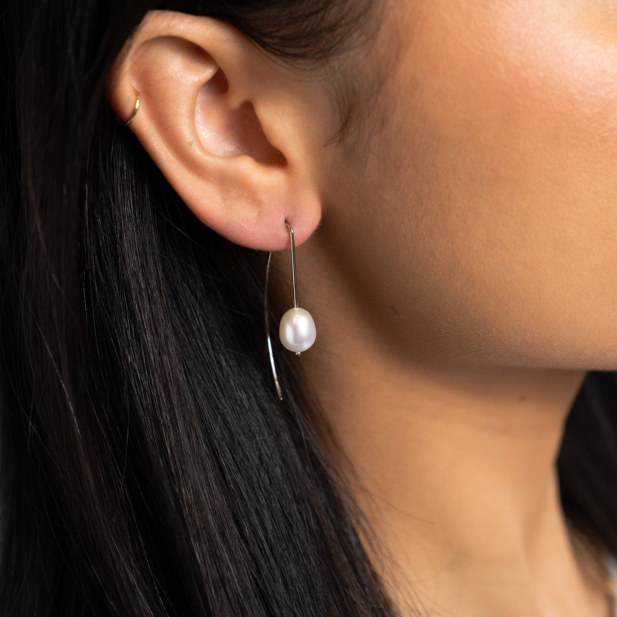 Silver Pearl Threaders by Carla | Nancy B. - Skeie's Jewelers