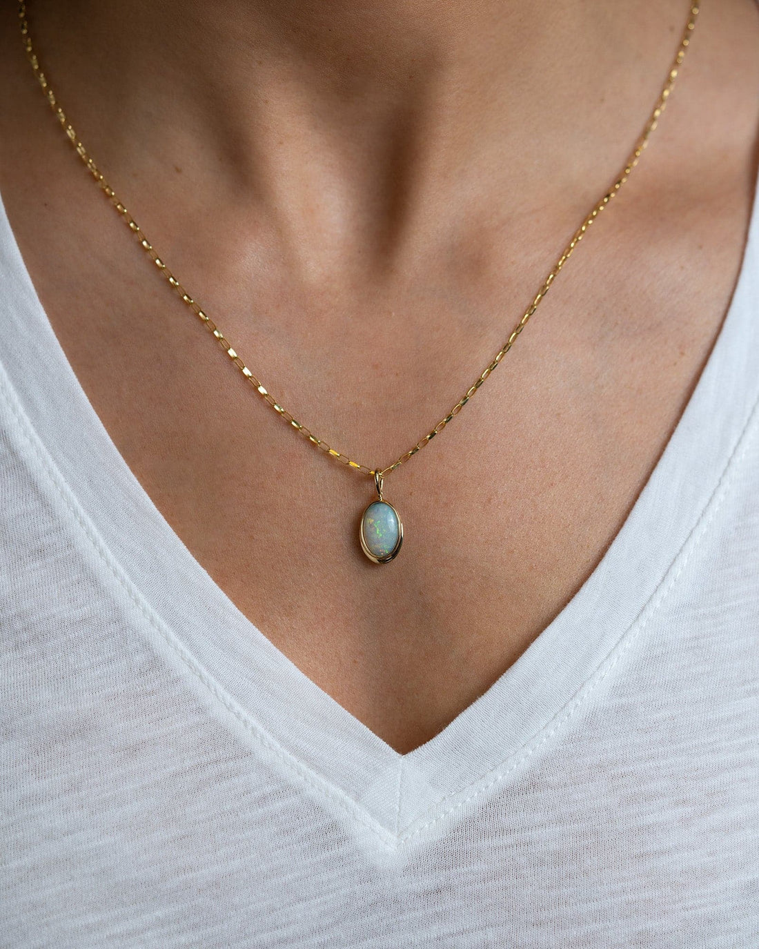 Oval-Cut Opal Pendant Necklace - Skeie's Jewelers
