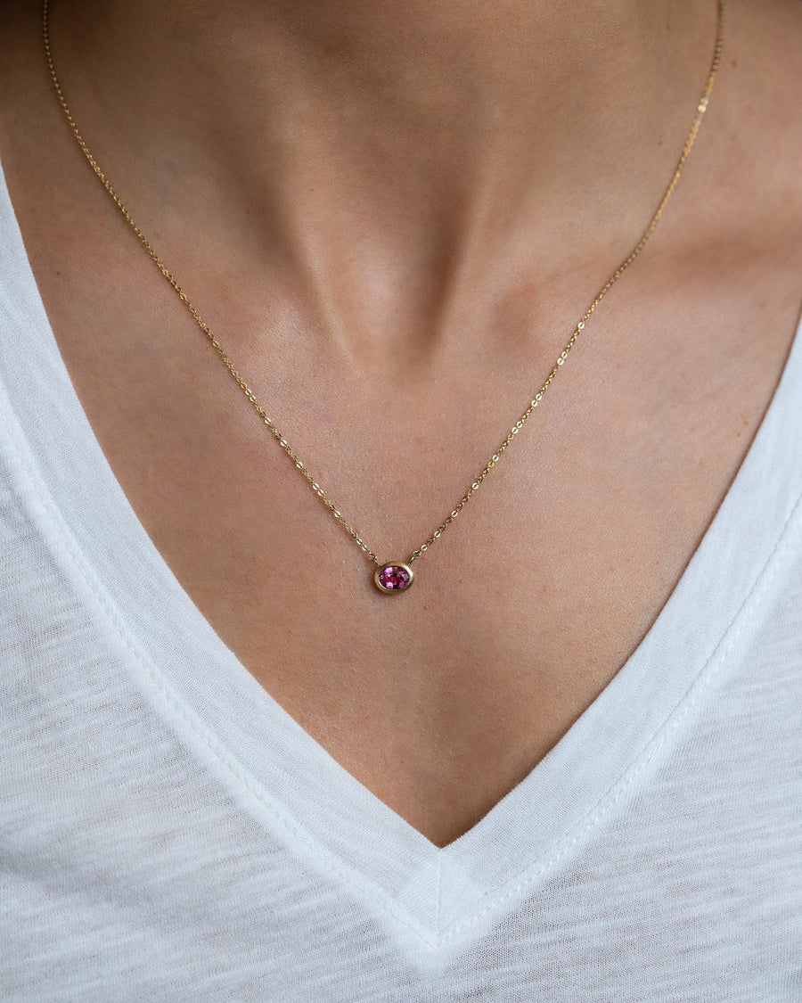 Pink Spinel Bezel Pendant Necklace - Skeie's Jewelers